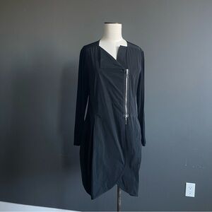 Sun Kim Black Asymmetric Zip Jacket Dress Modal Stretch Avant Garde